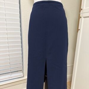 J.Crew Pencil Midi Skirt In Four-Season Stretch Navy Blue Size 6 Pre- Loved